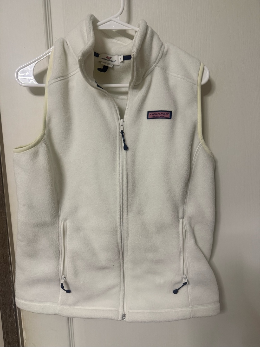 Vineyard Vines Cream Fleece Zip-Up Vest
